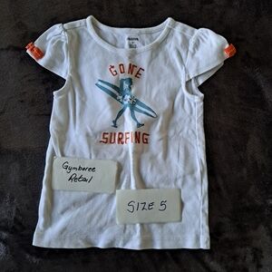 Gymboree girls size 5 white surf design short sleeve shirt